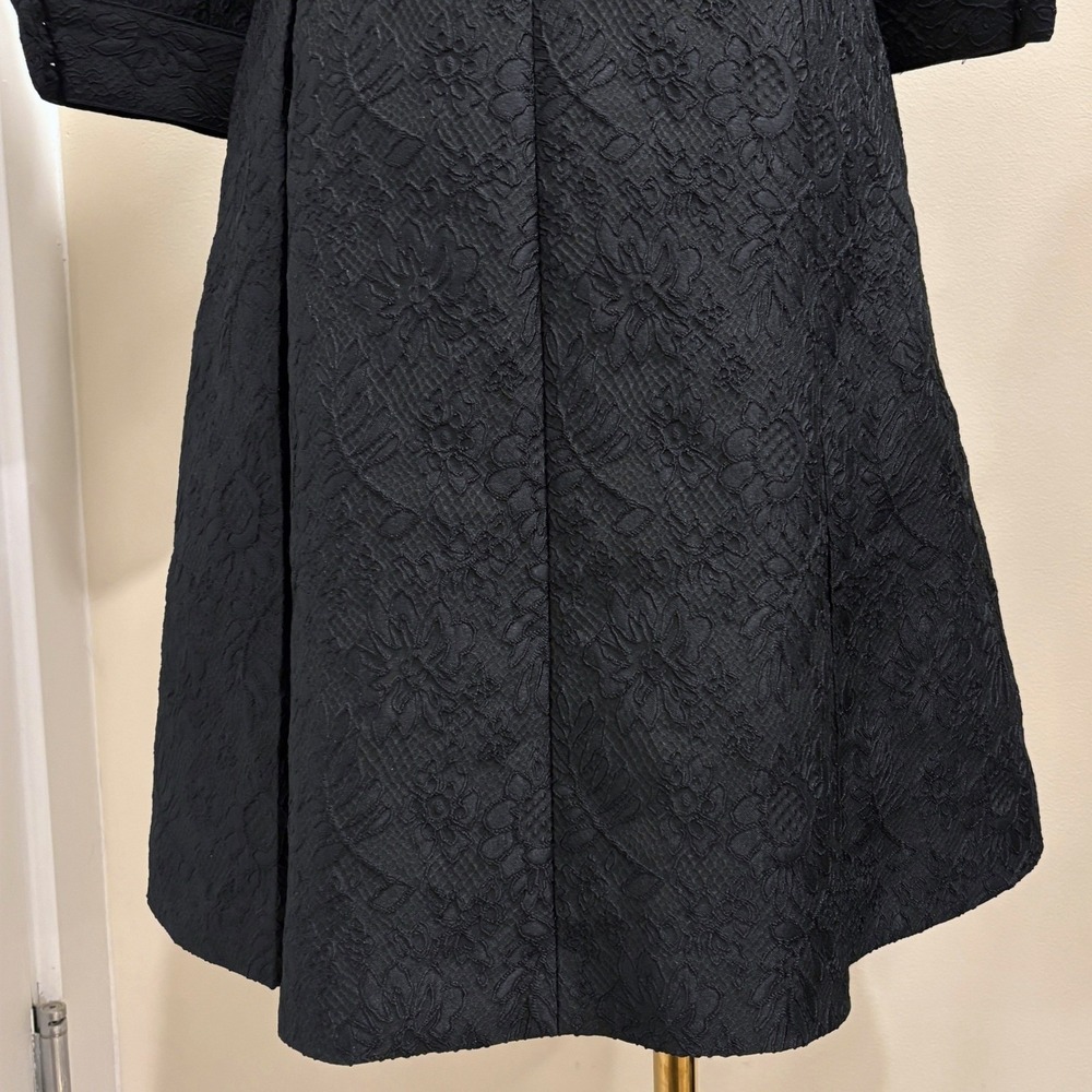 Brooks Brothers Black Floral Jacquard Split Square Neck Fit & Flare Midi Dress 2 - Picture 10 of 11